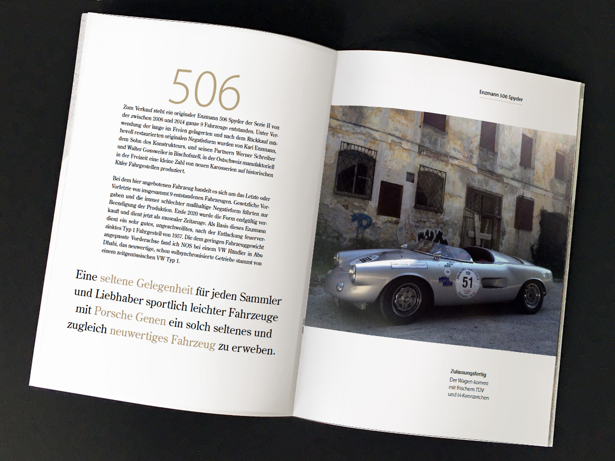 Entwurf der Werbeagentur für eine responsive Website Porsche Enzmann 506 Spyder For Sale